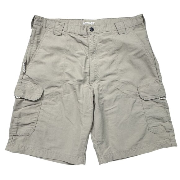 Wrangler Other - Wrangler Mens Khaki Nylon Cargo Shorts Size 38 Lightweight Hiking Zip Pockets